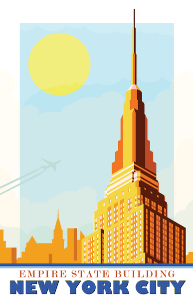 NYC-Empire State Building Vintage Travel Poster – LOST DOG Art & Frame