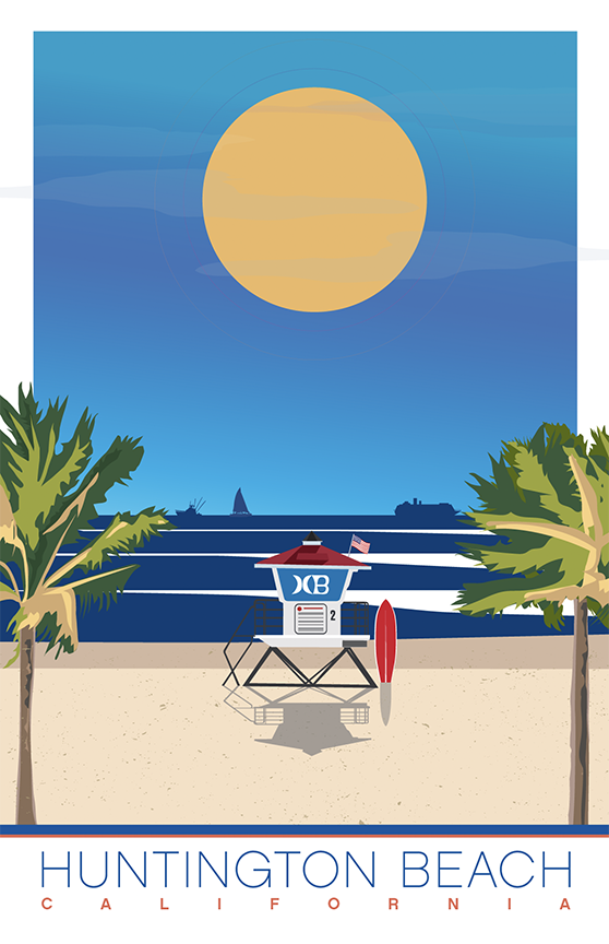 Huntington Beach and Pier Illustration