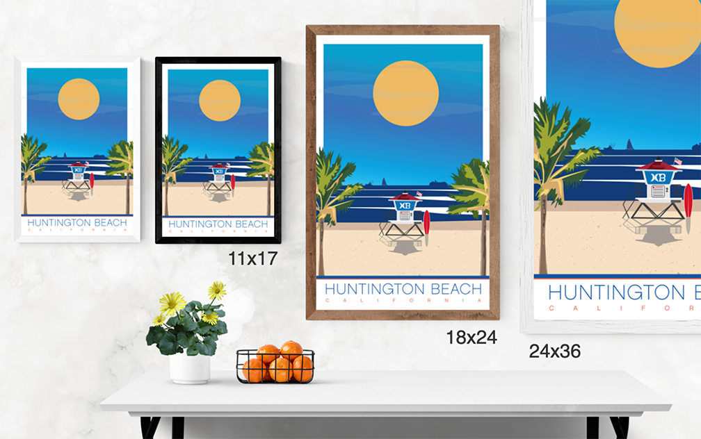 Huntington Beach and Pier Illustration